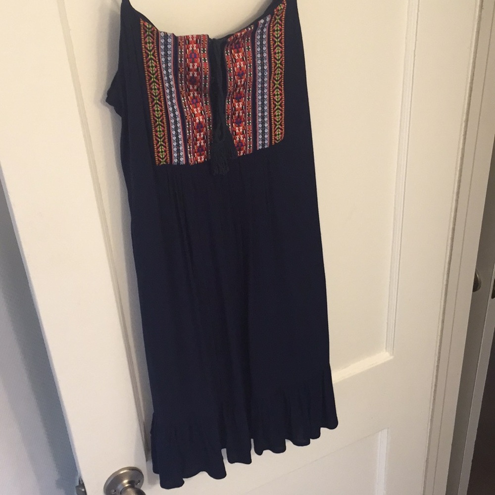 Strappy navy blue above the knee dress